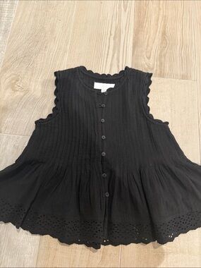 Zara Black Sleeveless Button-Front Kids Top